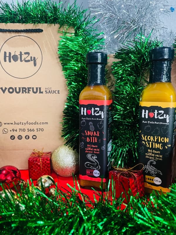 Hotzy hot sauce gift pack with Snake Bite and Scorpion Sting bottles